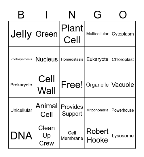 OL Cells Bingo Card