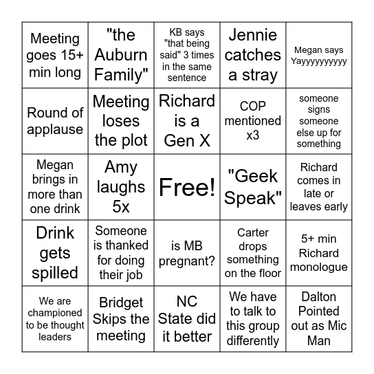 Meeting Bingo 9.17.24 Bingo Card