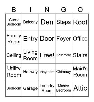 Rooms in a House Bingo Card