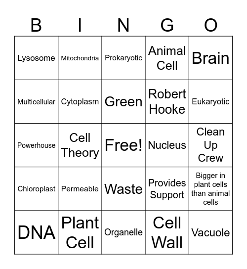 OL Cells Bingo Card