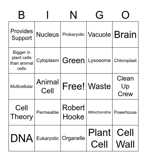 OL Cells Bingo Card