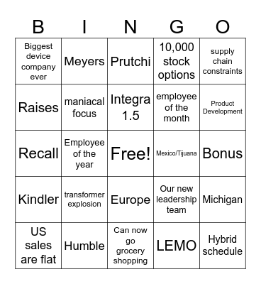 Monthly Call Bingo Card