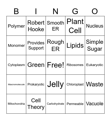 ADV Cells Bingo Card