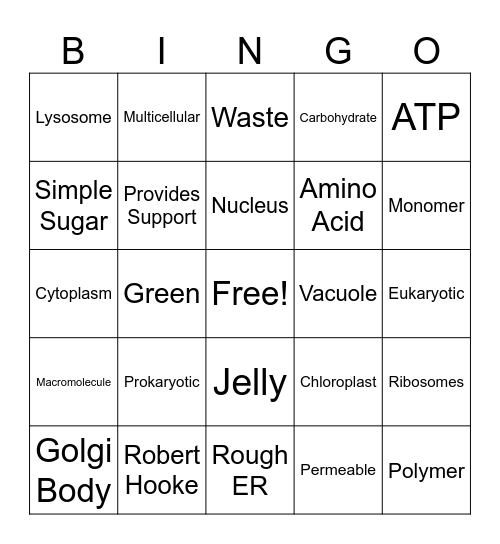 ADV Cells Bingo Card