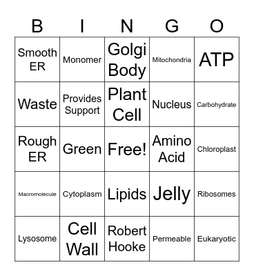 ADV Cells Bingo Card