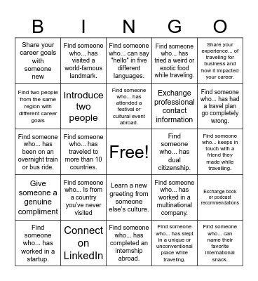 International Business Bingo Card