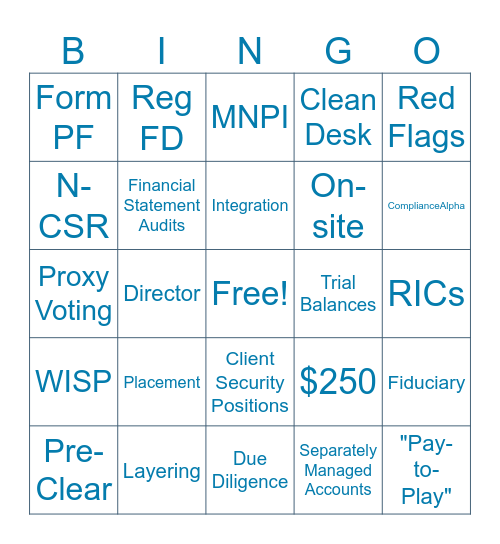 Back Office Training Bingo Card