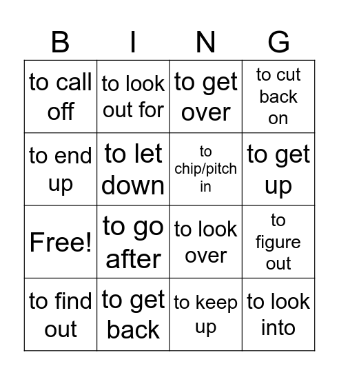 Business Phrasal Verbs Bingo Card