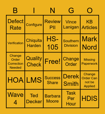 Success Share Bingo Card