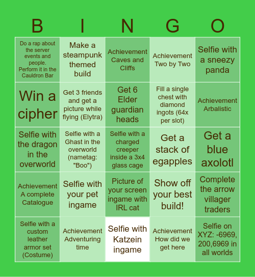 Ultimate Minecraft Bingo Card