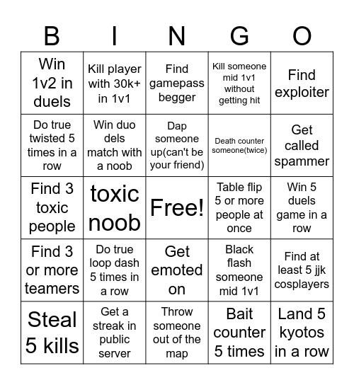 The strongest battlegrounds Bingo Card