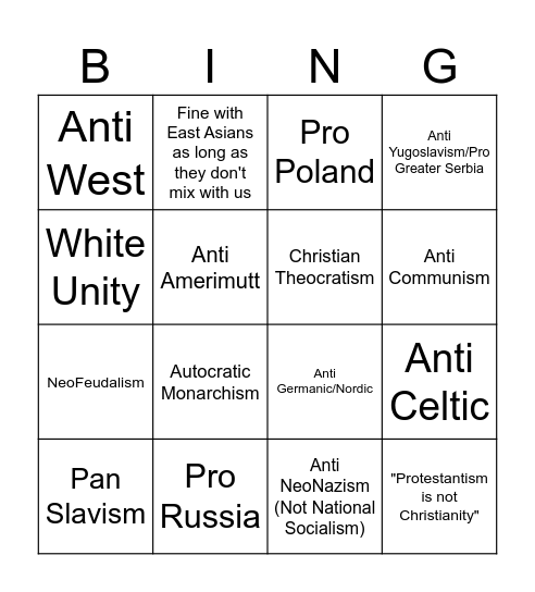 Are you a Slashist Bingo Card