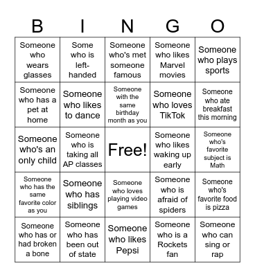 Human Bingo Card