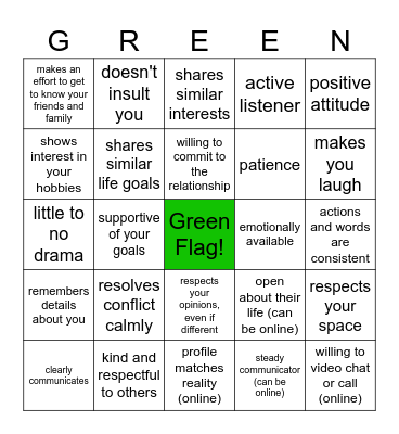 Green Flag Bingo! Bingo Card