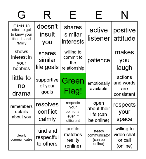 Green Flag Bingo! Bingo Card