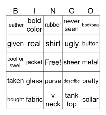 7.4 bingo Card