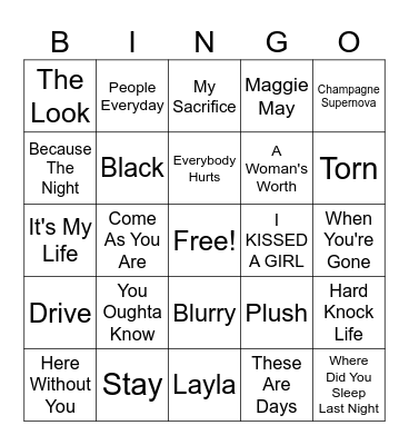 Artist Unplugged Bingo Card