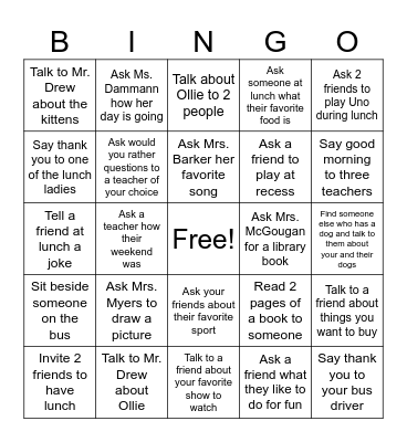 Social Bingo Card