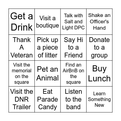 Harvest Fest 2024 Bingo Card