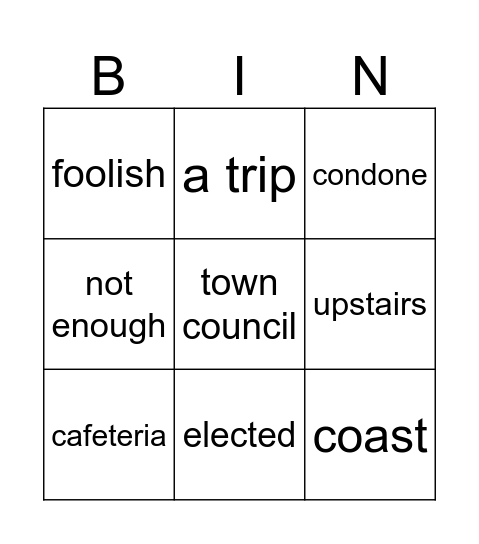 TOEFL LISTENING SKILL 11 Bingo Card