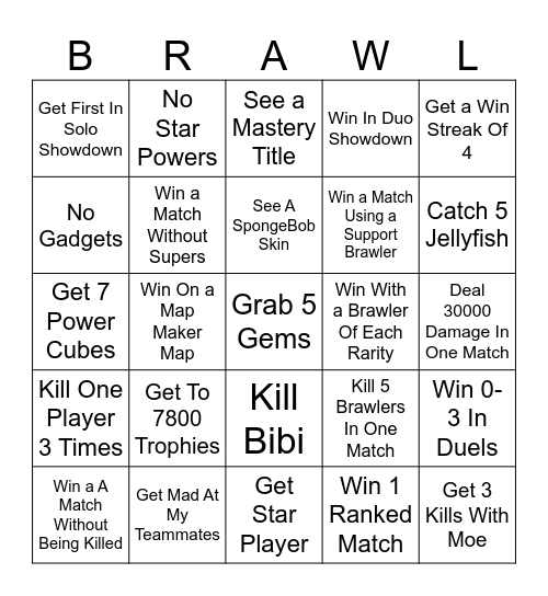 Brawl Bingo Card