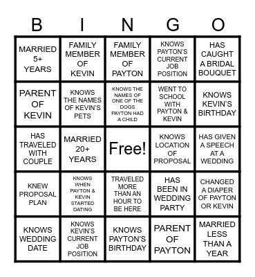ENGAGEMENT BINGO - PAYTON TYACKE & KEVIN ZIEMAN Bingo Card