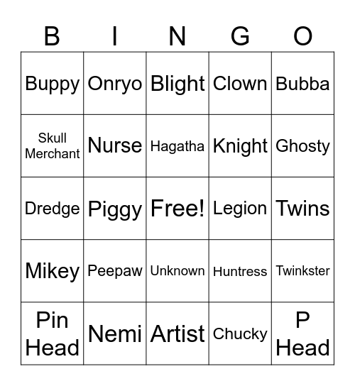 Who's that killer!!!! (ITS PIKACHU) Bingo Card