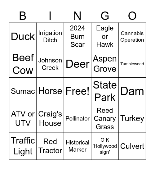 WSCC Tour Bingo Card Bingo Card