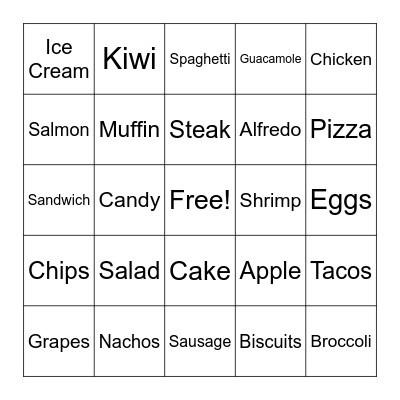 Foodie Bingo! Bingo Card