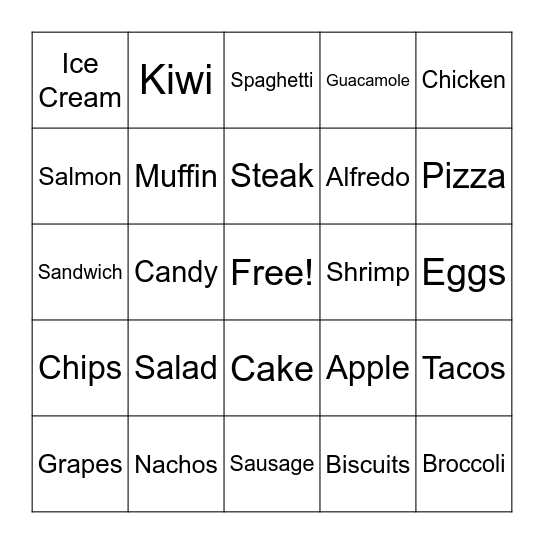 Foodie Bingo! Bingo Card