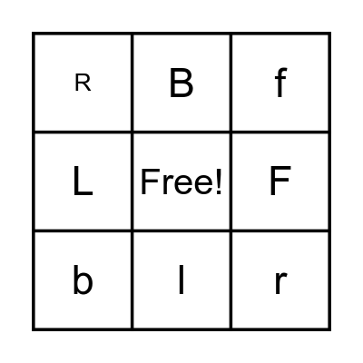 Letter Bingo ( f, r, b, l ) Bingo Card