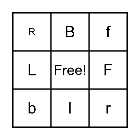 Letter Bingo ( f, r, b, l ) Bingo Card