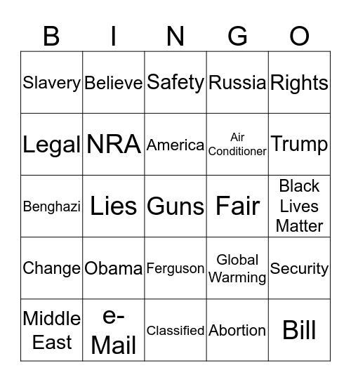 LIAR IN CHIEF Bingo Card
