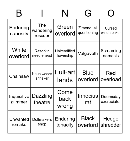 Huskycorn Bingo Card