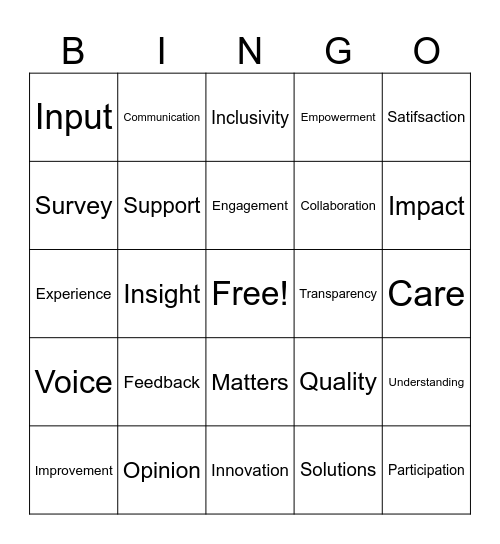 Your Voice Matters Bingo Card