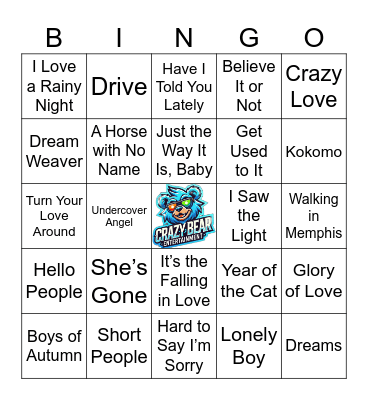Yacht Rock Bingo Card