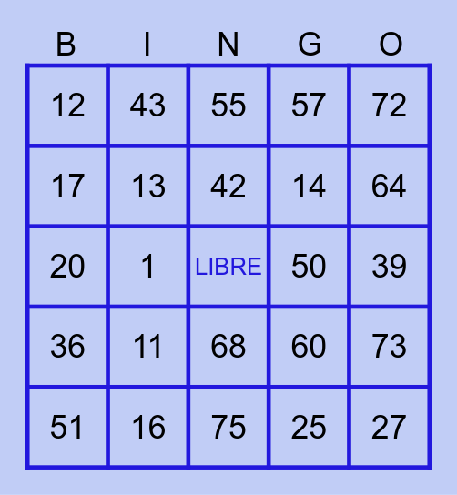 Bingo "AR²" Bingo Card