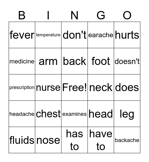 Step Forward Unit 9 -  Your Health Bingo Card