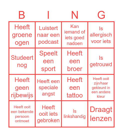 Enchanté leden Bingo Card