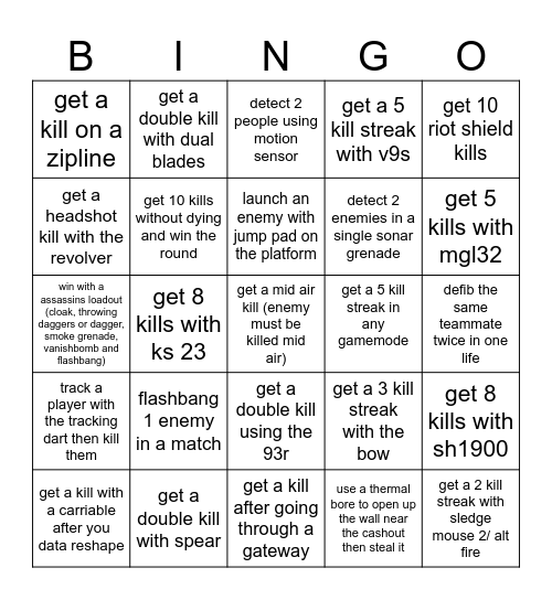 the finals 2 Bingo Card