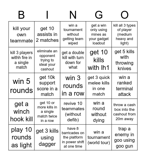 the finals 1 Bingo Card