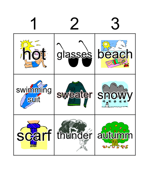Weather & Seasons Bingo Card