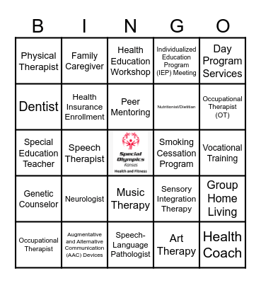 Special Olympics Kansas Healthcare Worker Appreciation Night Bingo Card