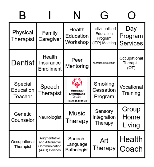 Special Olympics Kansas Healthcare Worker Appreciation Night Bingo Card