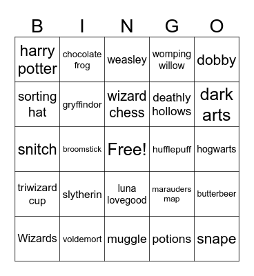 Harry Potter Bingo Card