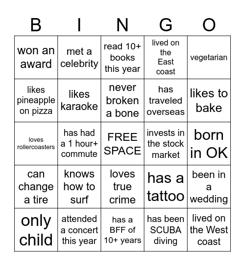 Icebreaker BINGO Card