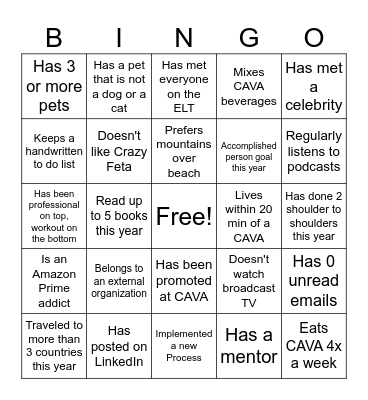 NOW Bingo Card