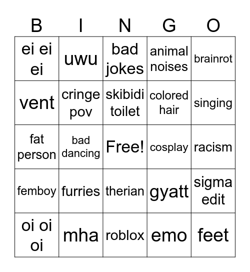 TTINGO Bingo Card