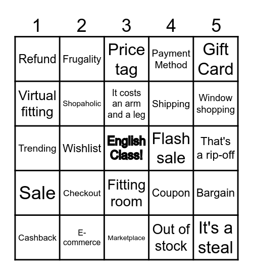 WARM-UP Bingo Card