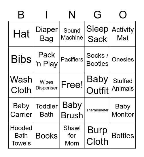 BINGO for Baby A Bingo Card